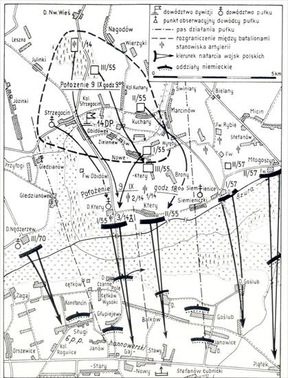 mapy fortyfikacji i wojskowe - Mapa pokazuje postępy natarcia 14 DP w dniu 9 września,.jpg