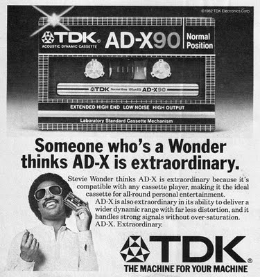 Galeria Kaset Magnetofonowych - Stevie Wonder TDK Cassette Ad 1982.jpg