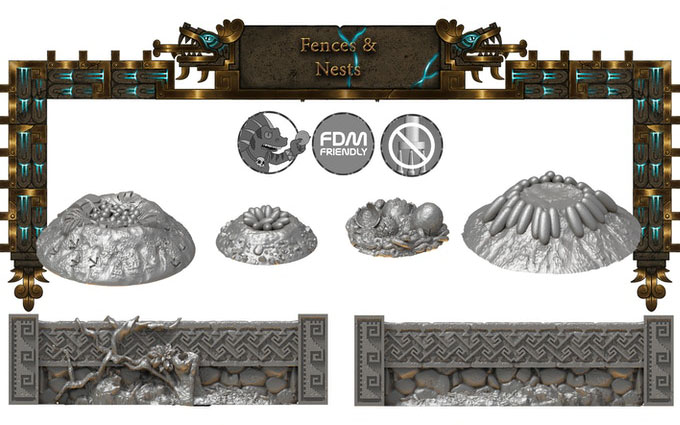 tereny - Warhammer Fantasy - terrain - Lustria - Fences and Nests LK.stl.jpg